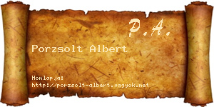 Porzsolt Albert névjegykártya